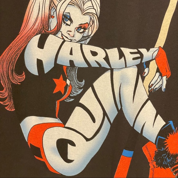 Harley Quinn DC Comics Character Graphic Print Black 100% Cotton T-Shirt Size L - Picture 3 of 7